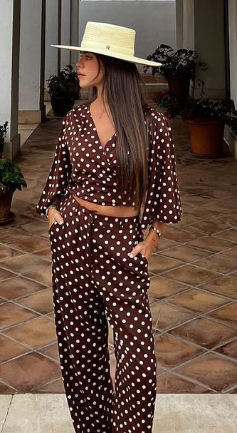 Vestido lunares online violeta mango
