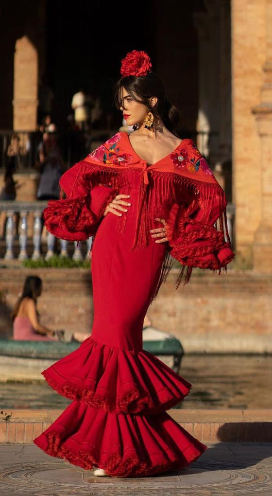 Vestido De Sevillanas Rojo - Traje De Flamenca Rojo 2023