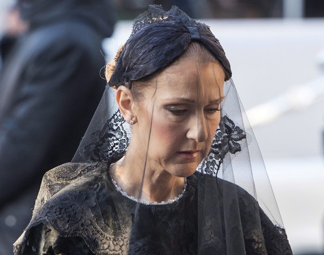 Celine Dion totalmente de luto en el funeral de su esposo
