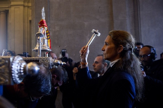 Infanta Elena de Borbón durante la Procesion del Cristo de los Alabarderos en Madrid