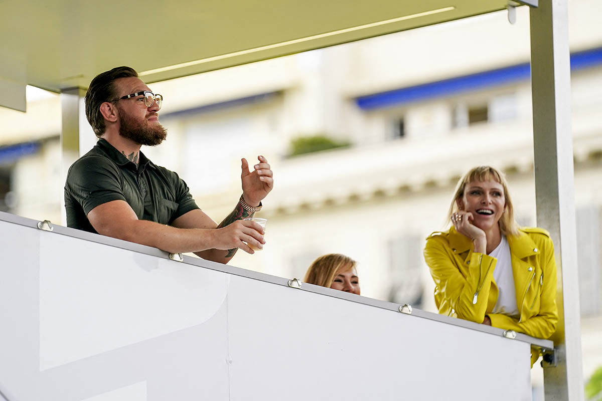 Princess Charlene of Monaco and Conor McGregor during the first stage of Tour de France, in Nice, France on August 29, 2020. Photo by Julien Poupart/ABACAPRESS.COM